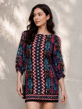NWT Laundry by Shelli Segal Blue Jewel Multi Dress